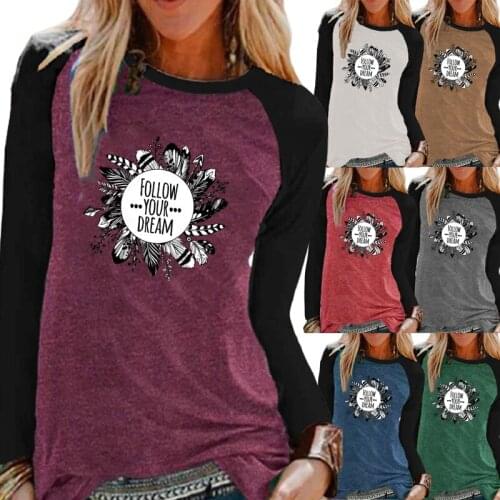 2021 New Autumn and Winter Women Clothing Fashion Printing Round Neck Elegent Loose Casual Shirt Plus Size Long Sleeve Tops