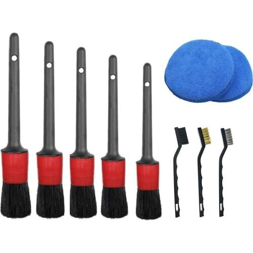 10PCS Car Detailing Kit 5 Sizes Detailing Brush Wire Brush Sponge Car Wash Detail Brush High Elastic Composite Wire Brush