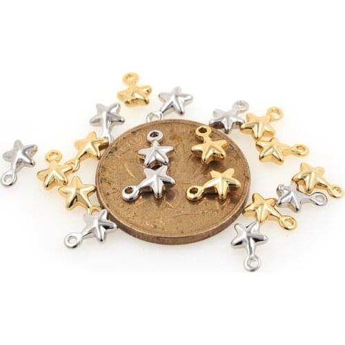 10PCS Mini Star Pendant Brass Gold Cosmic Charm Is Suitable For Jewelry Bracelets Necklaces And Earrings