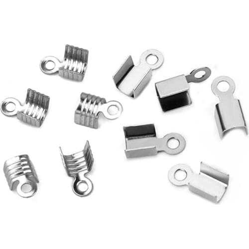 200pcs Stainless Steel Cove Clasps Cord End Caps String Ribbon Leather Crimp Bead Connectors For Jewelry Making DIY Supplies