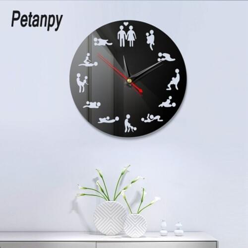 2019 Bachelorette Game Sexy DIY Adult Room Decorative Giant Wall Clock Sex Love Position Frameless Large Wall Clock Art Dropship