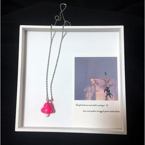 2021 Fashion Funny Candy Color Mushroom Necklaces Pendant Hip hop Punk Silver Color Chain Female Necklaces Jewelry For Women