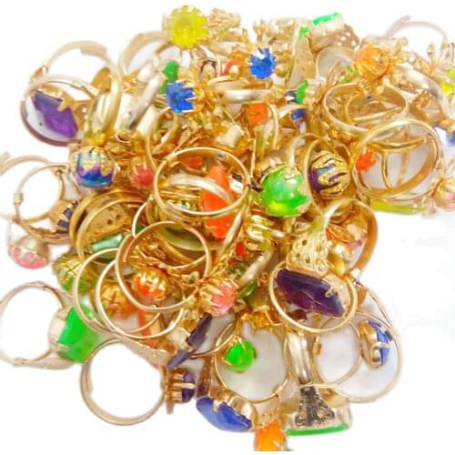 300pcs Metal gold Girl gem RINGS VENDING MACHINE TOYS pinata Bag Filler Loot Gag Princess birthday party favor Favour gift prize