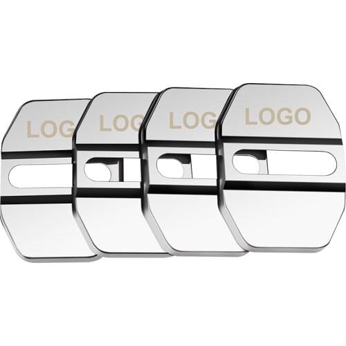 4pcs Silver Car Door Lock Cover Car Door Protect Buckle Cover for AMG Mercedes W212 W117 W124 W176 W246 W221 W220 W204 AMG Logo