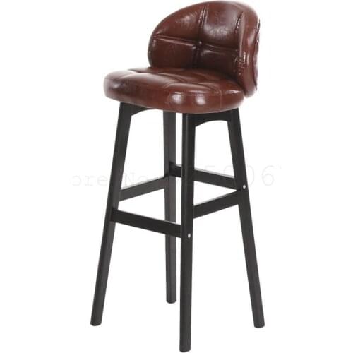 8000 European solid wood bar chair back bar high chair modern minimalist bar front desk cashier bench home chair