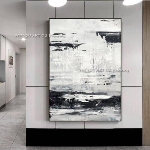 Abstract Black and White Canvas Painting Handmade Nordic Wall Art Picture Paintings For Living Room Bedroom Decorative