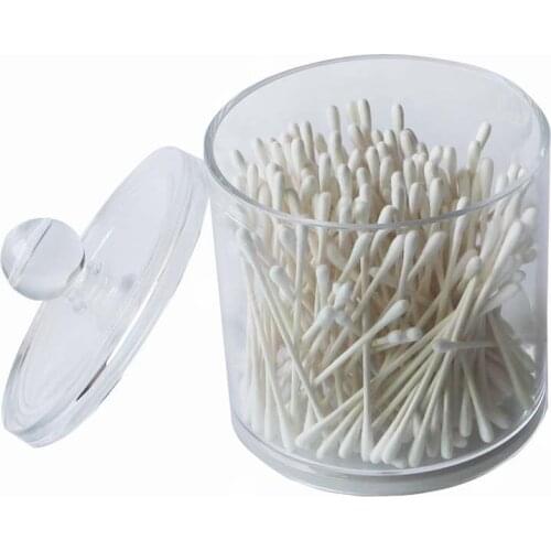 Acrylic Cotton Swabs Storage Holder Box Cylindrical Portable Transparent Makeup Pad Cosmetic Container Jewelry Organizer Case
