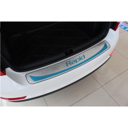 Car styling protection Decorative Rear Bumper Protector Sill Trunk Rear guard Tread Plate Trim for Skoda RAPID
