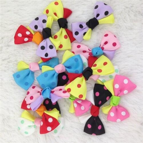XIMA 2inch Mini Polka Dot Hair Ribbon Bows for Kids Hair Accessories Hair Bows without Clip 30pcs/lot