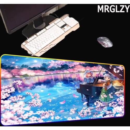 MRGLZY Anime Girl RBG Big Mouse Pad Gamimg Accessories desk Mat Waterproof LED Natural Rubber Non-slip Household Carpet Mat XXL