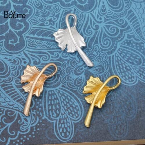 BoYuTe Wholesale (100 Pieces/Lot) 23*11MM Metal Alloy Ginkgo Leaf Charms Pendant Diy Hand Made Hair Jewelry Accessories