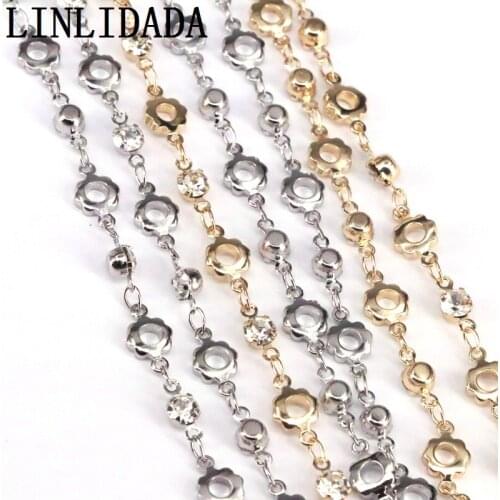 5Meters Flower Cable fashion link Chains Metal Choker Necklace CZ Zircon Chain Fit for Jewelry Making DIY Supplies