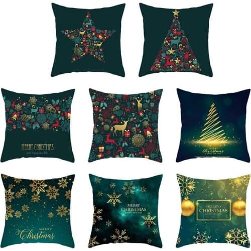 Christmas Style Pillow Case Green Plant Tree Printed Cushion Cover for Home Sofa Chair Decorative Pillowcases 45*45cm