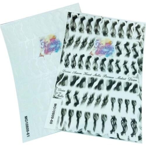 DIY Japanese Style Thin Traceless Nail Stickers Back Glue Adhesive Dry Nail Decals New black and white Painted Smoky Serious