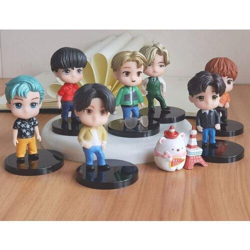 7PCS Kpop Bangtan-Boys Figure Action Girl Women DIY Toys Car Ornaments Doll Adult Decor Cute Gift JIMIN-JIN-JUNG-KOOK-SUGA Model