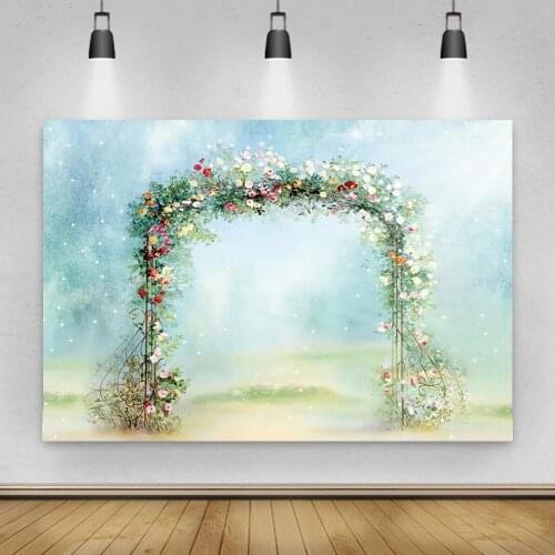 Old Master Oil Painting Floral Gate Door Background For Wedding Party Indoor Decor Backdrop Photography For Photo Studio