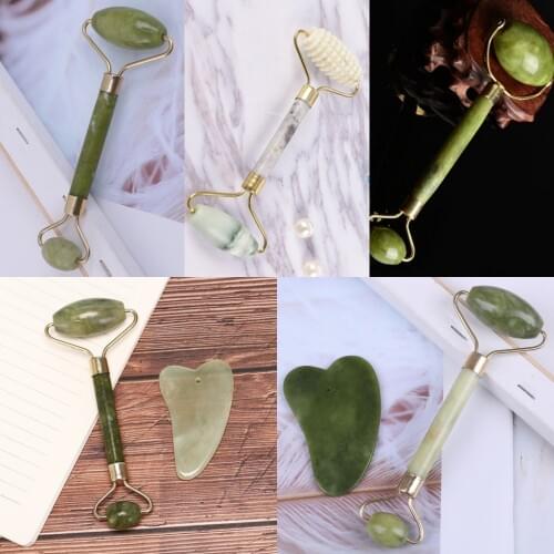 Hot Sale Natural Stone Face Jade Roller Body Gua Sha Board Face Thin Roller Massager Face Lift Tool Relaxation Massager