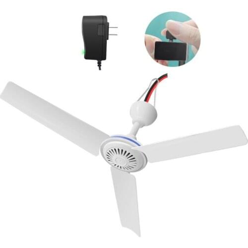 H7JB 2in1 US Plug AC 110V 220V DC 12V Adjust Speed Silent Home Dormitory Hanger Fan Ceiling Fan Camping Tent Hanging Fan