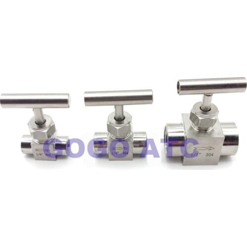 SS304 Female thread inner needle valve G1/4 1/8 3/8 1/2 one-handle adjustment flow needle valve straight-through valve