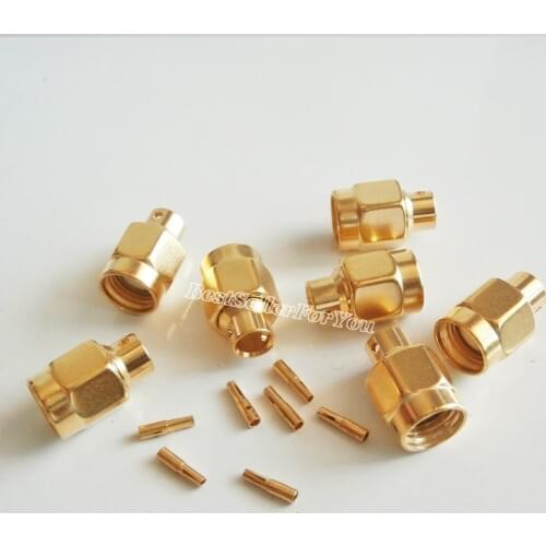 10Pcs RP SMA solder plug Male straight connector For semi-rigid RG402 0.141" cable