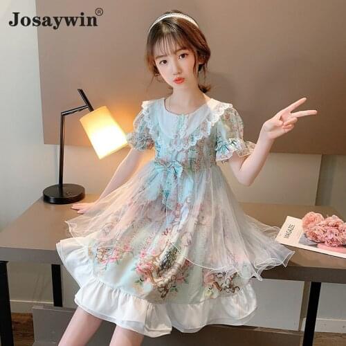 Summer Lolita Girl Dress for Kids Baby Party Wedding Dress Girl Student Ball Gown Vestidos Teenager Birthday Princess Dresses