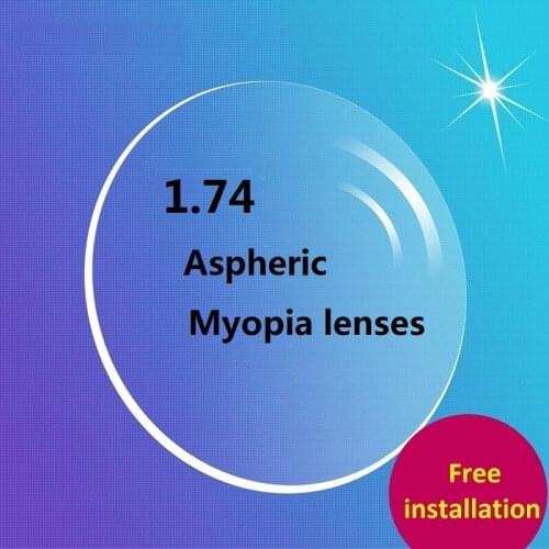 1.74 Aspherical Brand Ultra Thinnest CR-39 resin prescription lenses Green colored myopia glasses optical glass lenses for eyes