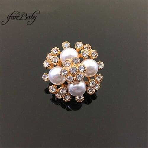 Metal For DIY Accessories flat back pearl Rhinestone buttons