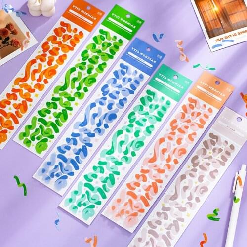2 Sheets Ribbon Sticker Ins Hand Account Diary Star Chasing Ribbon Decoration Material Stickers Personalized Korean Stationery