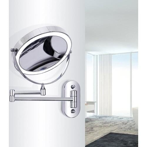 Wall Mounted Bathroom Mirror Led Makeup Mirror 10X Magnification Adjustable Cosmetic Mirror Wall Mirrors Touch Dimming Mirrors