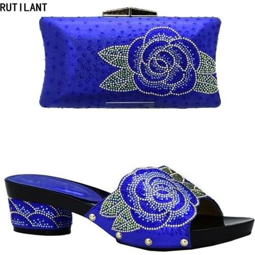 Latest Design Shoe and Matching Bag for Nigeria Party Nigerian Shoes and Matching Bags Set Decorated with Appliques Party Shoes