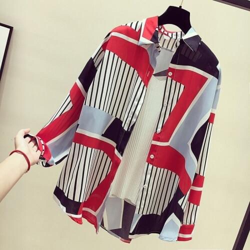 New Korean Patchwork Women Blouse Fashion Auttum Iregular Ins Female Striped Shirts Casual Elegent Female Blusas DD2438