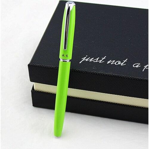 High quality Fountain Pens Luxury Brand Metal Silver Fine Hooded Nib 0.38mm Writing Ink Pen for School Office