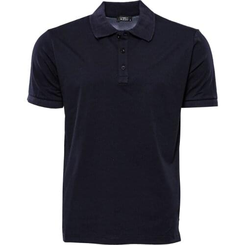 Plain Navy Blue Polo Collar T-shirt