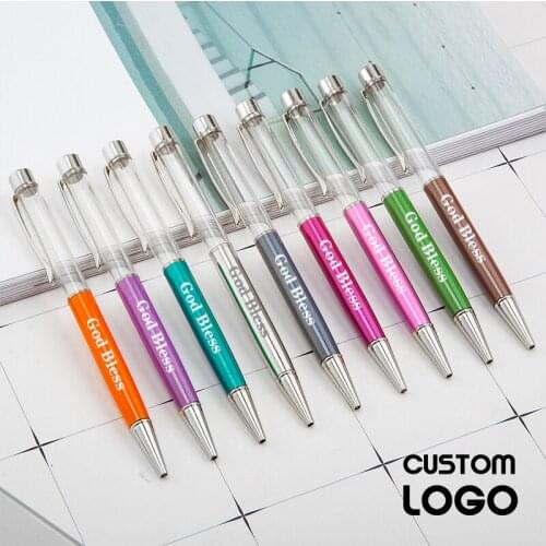 Empty Tube DIY Metal Ballpoint Pens Customized LOGO Cute Hand-made Filled Crystal Gold Foil Gel Pen Advertising Office Gift Pen