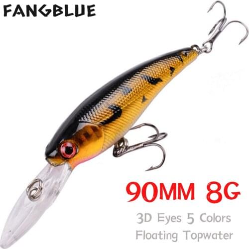 FANGBLUE Long Tongue Minnow Fishing Lure 90mm 8g Wobblers Hard Bait Topwater Fishing Tackle For Trout Treble Hooks Fishing Lure