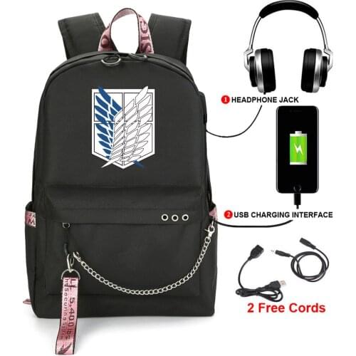 Attack On Titan Backpack Eren Bag Shingeki No Kyojin Usb Charging Schoolbag Unisex Titans Attack Backpack Travel Gift Teens