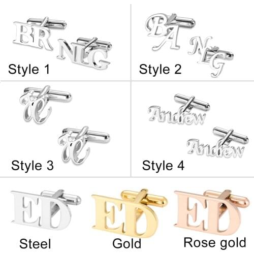 Personalized Letter Name Cufflinks Custom Initials Cuff links Buttons Wedding Gifts LOGO Mens Shirt Cufflink Men Jewelry Cuffs