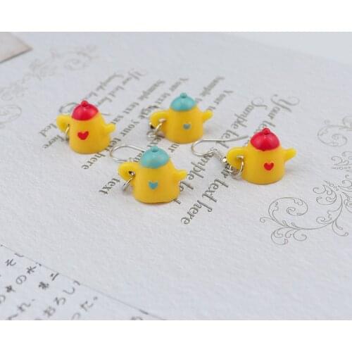 2021 Trend Korean Fashion Cute Sweets Kettle Statement Earrings For Women Pendant Resin Body Jewelry Accessories Wholesale