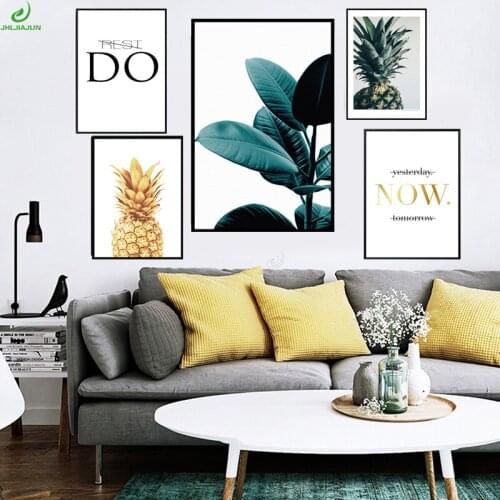 Nordic Art picture Home Decor Green Leaf Pineapple Plant Canvas Posters and Prints Oil Painting Picture for Living Room Wall Art
