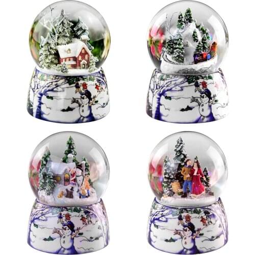 Glowing Christmas Village/snow House/Couple Snow Globe Music Box Valentines Day Gift Crystal Ball Music Box Kids Birthday Gift