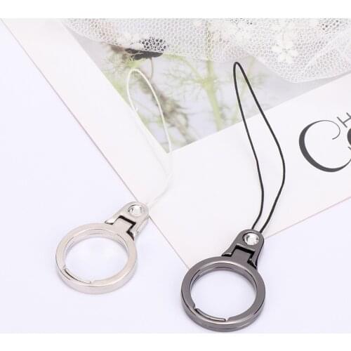 Universal Phone Accessories Two-in-one Keyring Metal Buckle Bracket Smartphone Mount Holder Finger Ring Stand Mobile Phone Strap