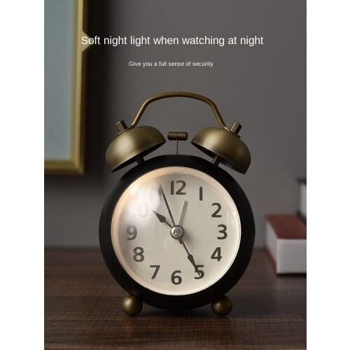 Vintage small alarm clock high volume bedroom childrens desktop clock small pendulum alarm sound oversized old-fashioned clock