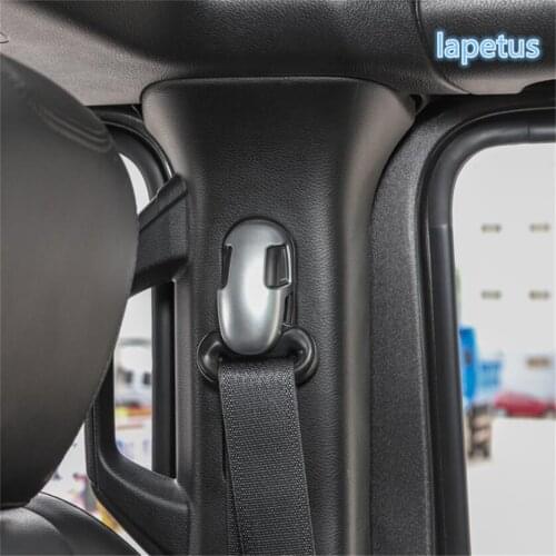 Lapetus Seat Safety Belt Buckle Decoration Frame Cover Trim Matte Red Carbon Fiber Look Fit For Jeep Wrangler JL 2018 - 2020 ABS