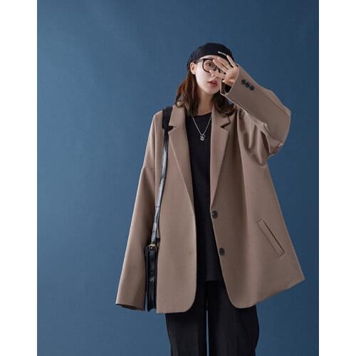 2021 New Ladies Sring Autumn Plus Size Blazer For Women Casual Loose Long Sleeve Suit Jacket Pocket Black Blazers Coat 5XL aq189