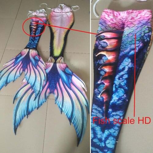 2019 New HD Stretch Mermaid Tail Costume Swimsuit With Monofin Swimmable Flipper Swimming Tour aquarium show Big Tail 3PCS/Set
