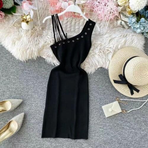 2020 new Bandage Dress Women Vestidos 2020 Summer Sexy Elegant Black One Shoulder Midi Celebrity Runway Party Dresses