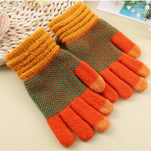Winter Touch Screen Gloves Women Men Warm Stretch Knit Mittens Imitation Full Finger Guantes Female Crochet