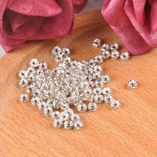 100Pcs 4mm white Color Crystal Rhinestone Rondelle Spacer Beads For Jewelry Handmade SG004MX