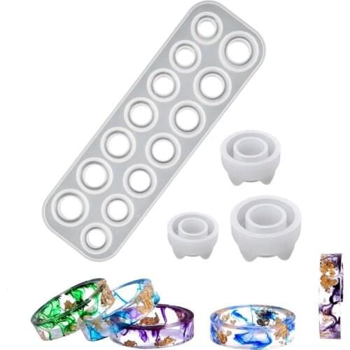 17 Cavities Rings Epoxy Resin Mold Necklace Pendant Earrings Silicone Mould DIY Crafts Jewelry Casting Tools