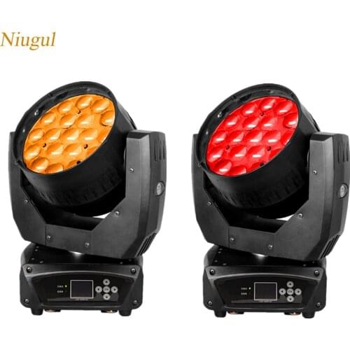 2pcs/lot 19x15W RGBW LED Zoom Moving Head Lights LED Wash Effect Stage Lighting Professional DJ Nightclub Disco Beam Zoom Light